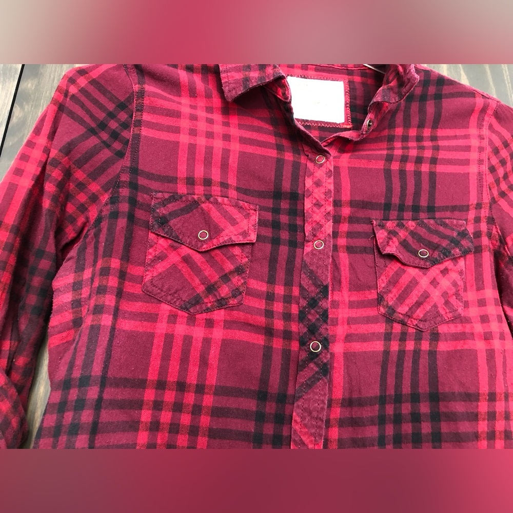 Arizona red and black flannel button down shirt size M - Picture 4 of 7